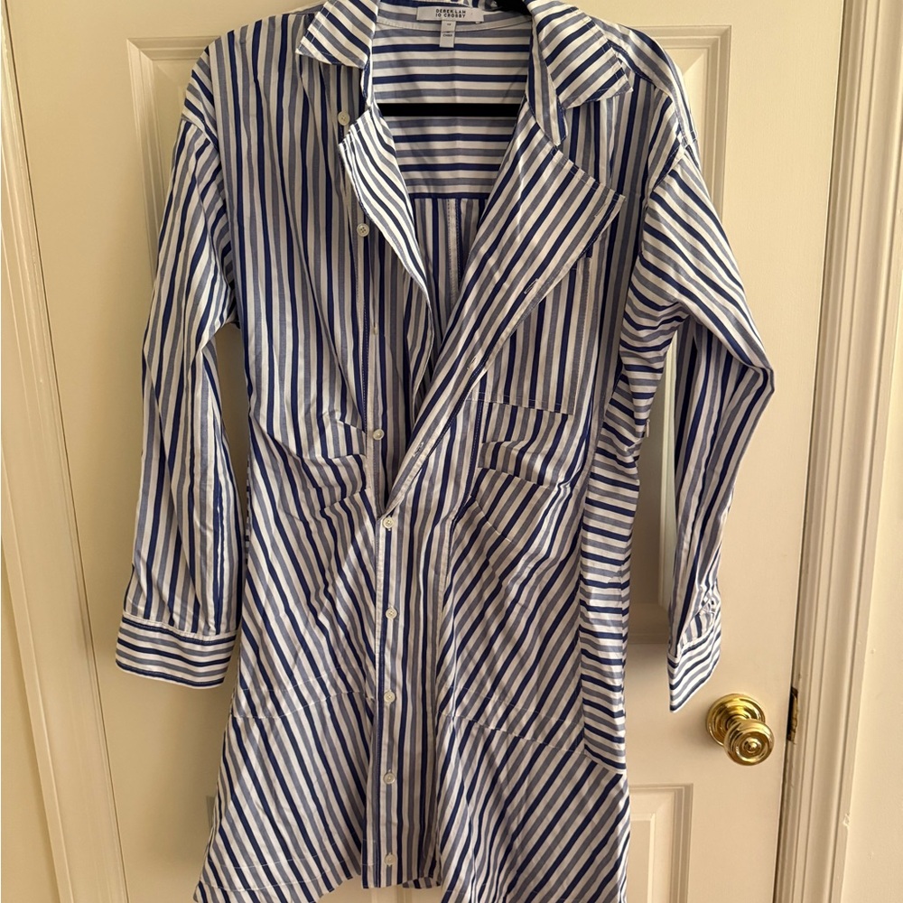 10 Crosby Derek Lam Blue and White Striped Mini Dress
